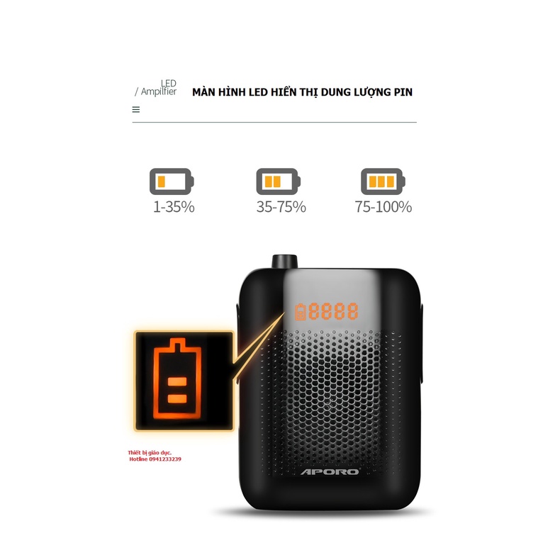 Máy Trợ Giảng Không Dây Aporo T30 UHF Kết Nối Bluetooth 5.0 Chính hãng