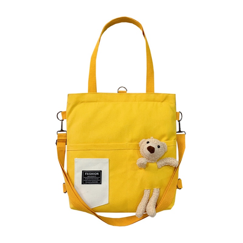 Túi Đeo Chéo Vải Bố Hình Gấu Bông Đáng Yêu