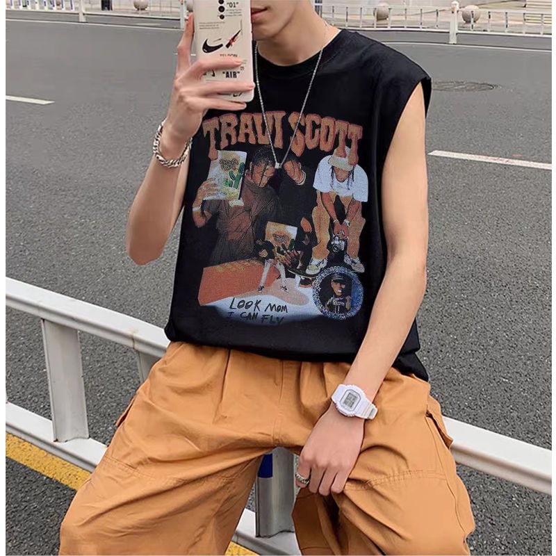 Áo Thun Sát Nách Dáng Rộng In Họa Tiết Kiểu Hip-Hop Đường Phố Mỹ Thời Trang Mùa Hè Cho Nam