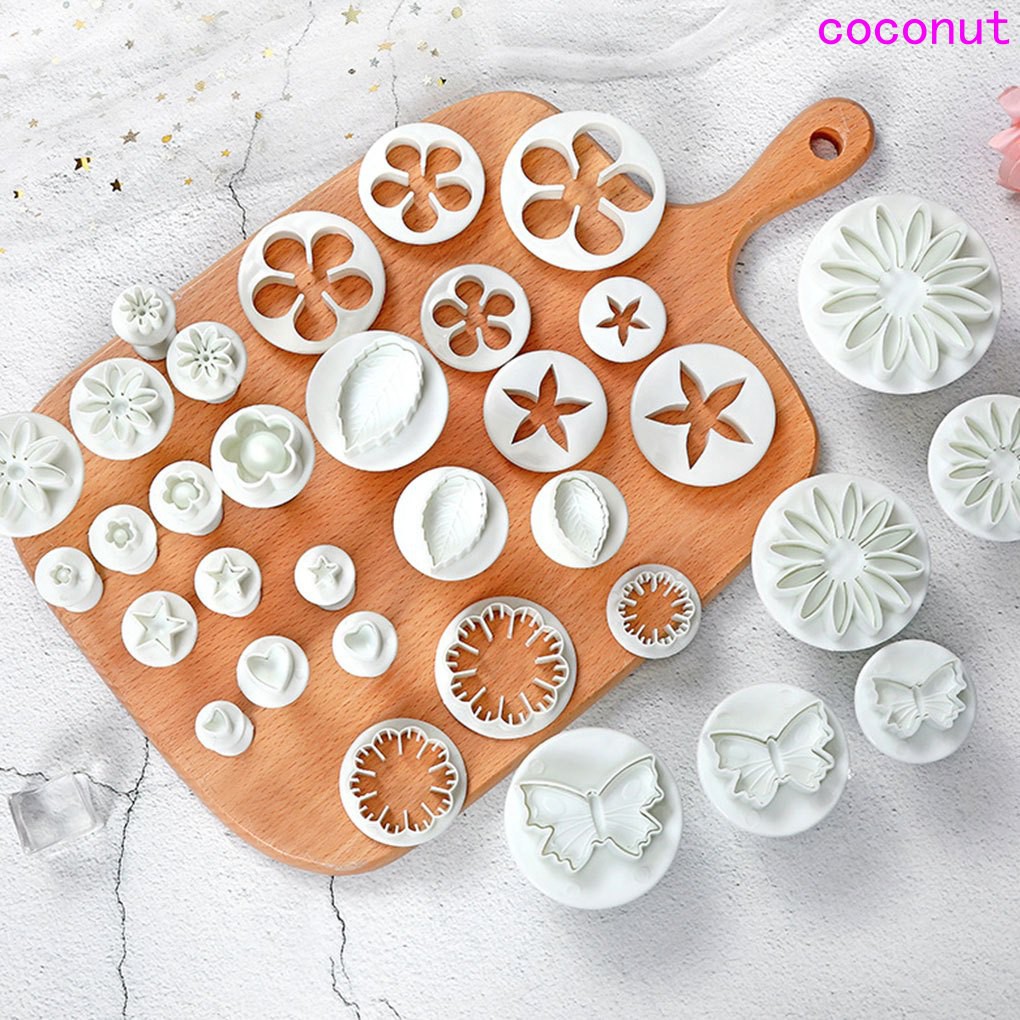 Bộ 33 khuôn tạo hình hoa trang trí bánh DIY bằng nhựa cấp thực phẩm