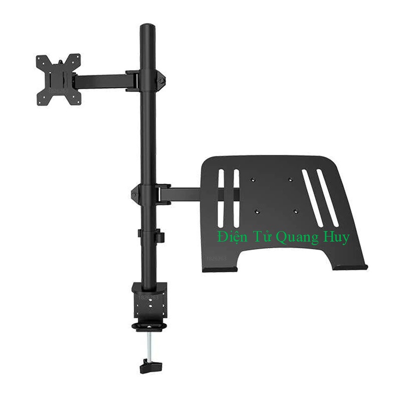 Giá Treo Màn Hình 17-32 Inch Kèm Giá Đỡ Laptop M076/ M077 / Tải Trọng 8Kg - Tay 38 Cm - Lắp Đặt Kẹp Bàn