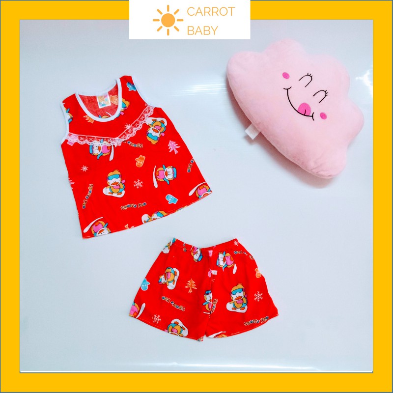 Quần áo trẻ em-đồ bộ bé gái tole tole lanh- kiểu áo sát nách (6kg-17kg)  CARROT BABY SHOP