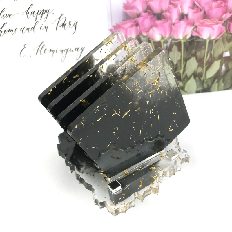 Sa Khuôn Làm Đế Lót Ly Hình Vuông Bằng Nhựa Epoxy Độc Đáo Trang Trí Nhà Cửa DIY