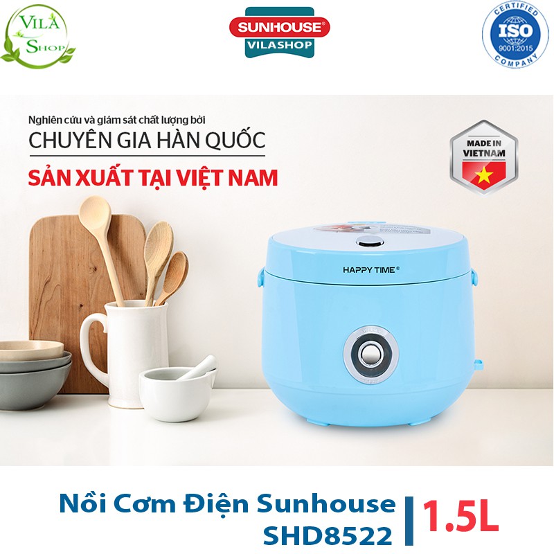 Nồi Cơm Điện, Nồi Cơm Đa Năng Sunhouse Happy Time HTD 8522G 1.2L - Vỏ Nhựa Cao Cấp, Có Quai Xách Tiện Lợi