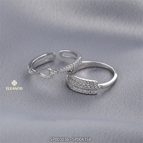 Nhẫn nữ hở bạc 925 Eleanor Accessories đính đá phụ kiện trang sức basic 3036