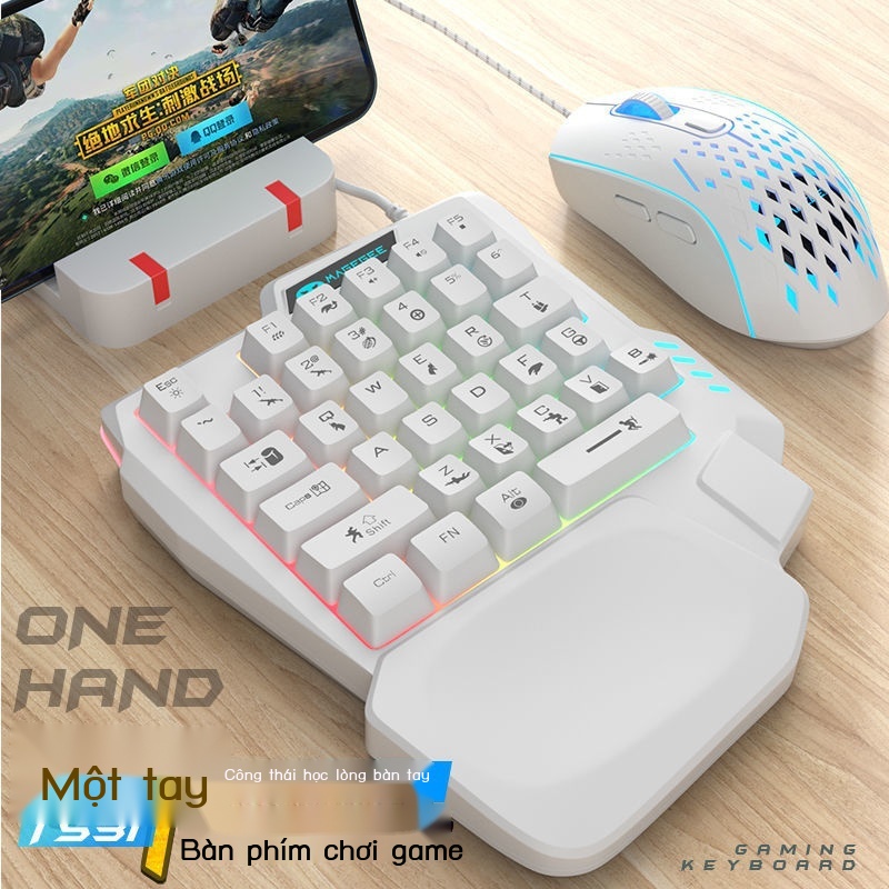 ﺴBàn phím cơ MageGee ăn gà bằng một tay ngoại vi trò chơi máy tính có dây im lặng nhỏ đi kèm với phần tựa