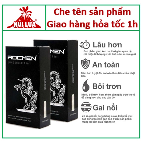 Bộ 2 hộp Bao cao su Rocmen đen GÂN GAI, KÉO DÀI THỜI GIAN  hộp 24 cái