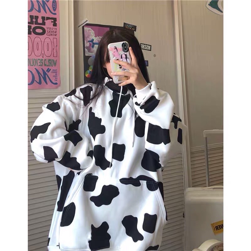 Áo hoodie bò sữa