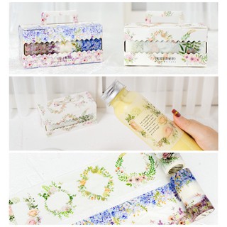 Băng keo Washi tap trang trí họa tiết hoa lá - Bản rộng 9cm, dài 5 mét - 01 cuộn