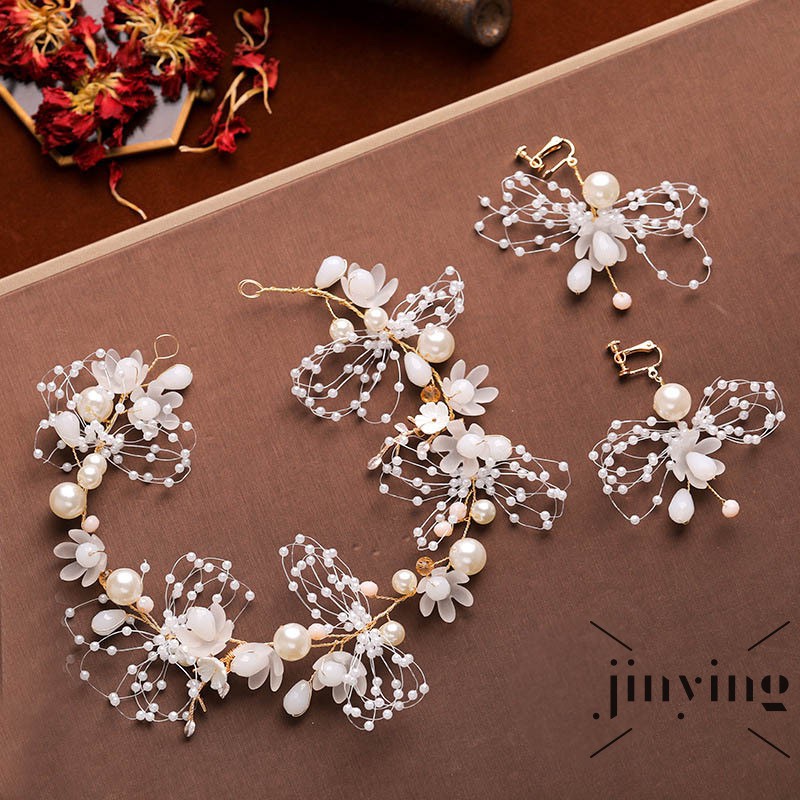 GETNOIVAS Cài tóc cô dâu đính đá và ngọc trai giả sang trọng