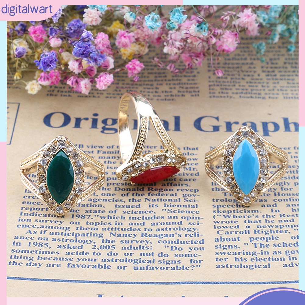 Nhẫn đeo tay kim loại đính đá vintage cho nữ