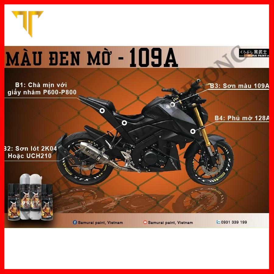 Sơn Samurai Màu Đen Nhám Đen Mờ 109A Sơn Xịt Xe Máy