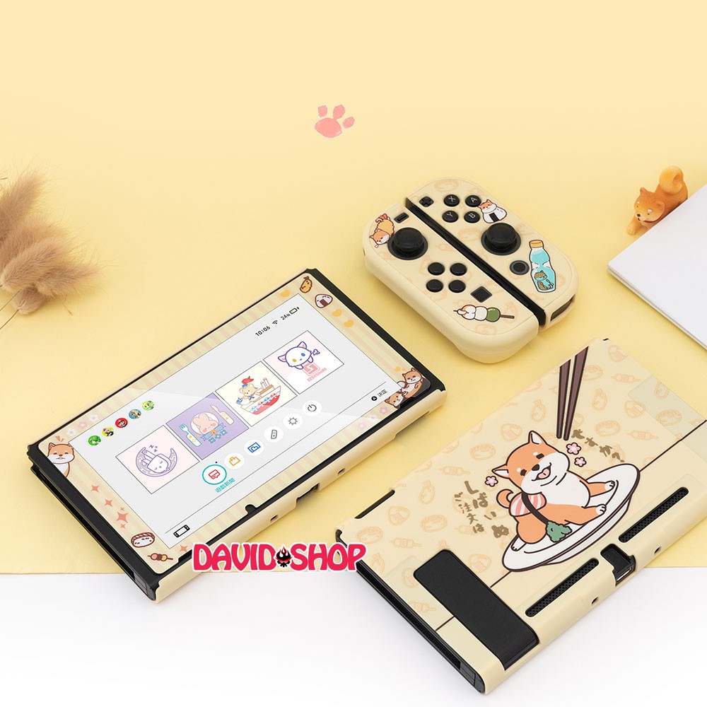 Ốp lưng + case Joy-Con cứng cao cấp chủ đề Cún Shiba Inu hãng Geekshare cho Nintendo Switch