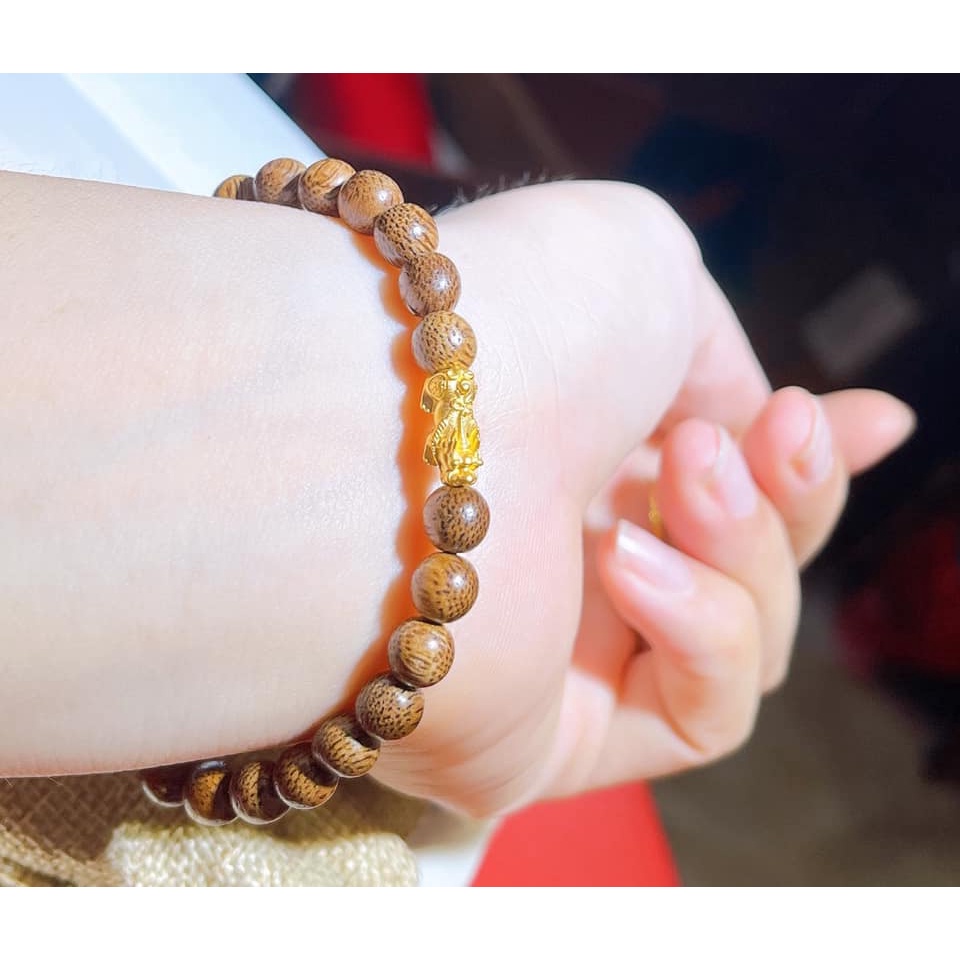Vòng tay trầm hương tỳ hưu vàng 6mm