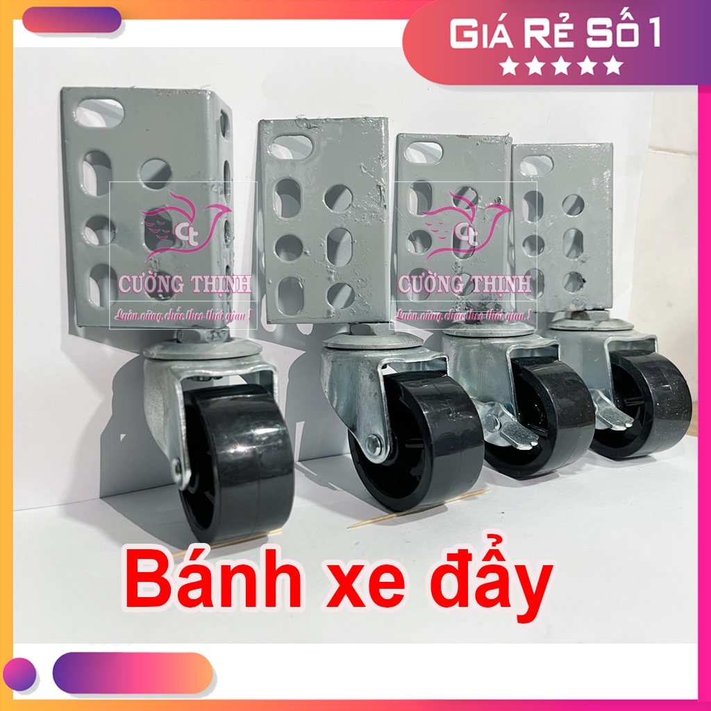 Bánh xe đẩy, combo 4 bánh loại tốt lắp ráp, kệ sắt v lỗ đa năng, xoay 360độ