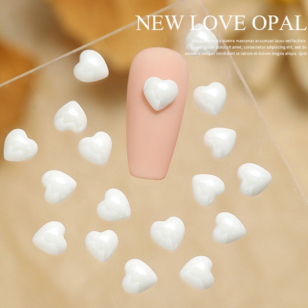 1 Hộp Sticker Dán Móng Tay Trang Trí Nghệ Thuật Hình Trái Tim Nhỏ Bằng Đất Sét Ngọc Trai Trắng 3D Nhiều Phong Cách