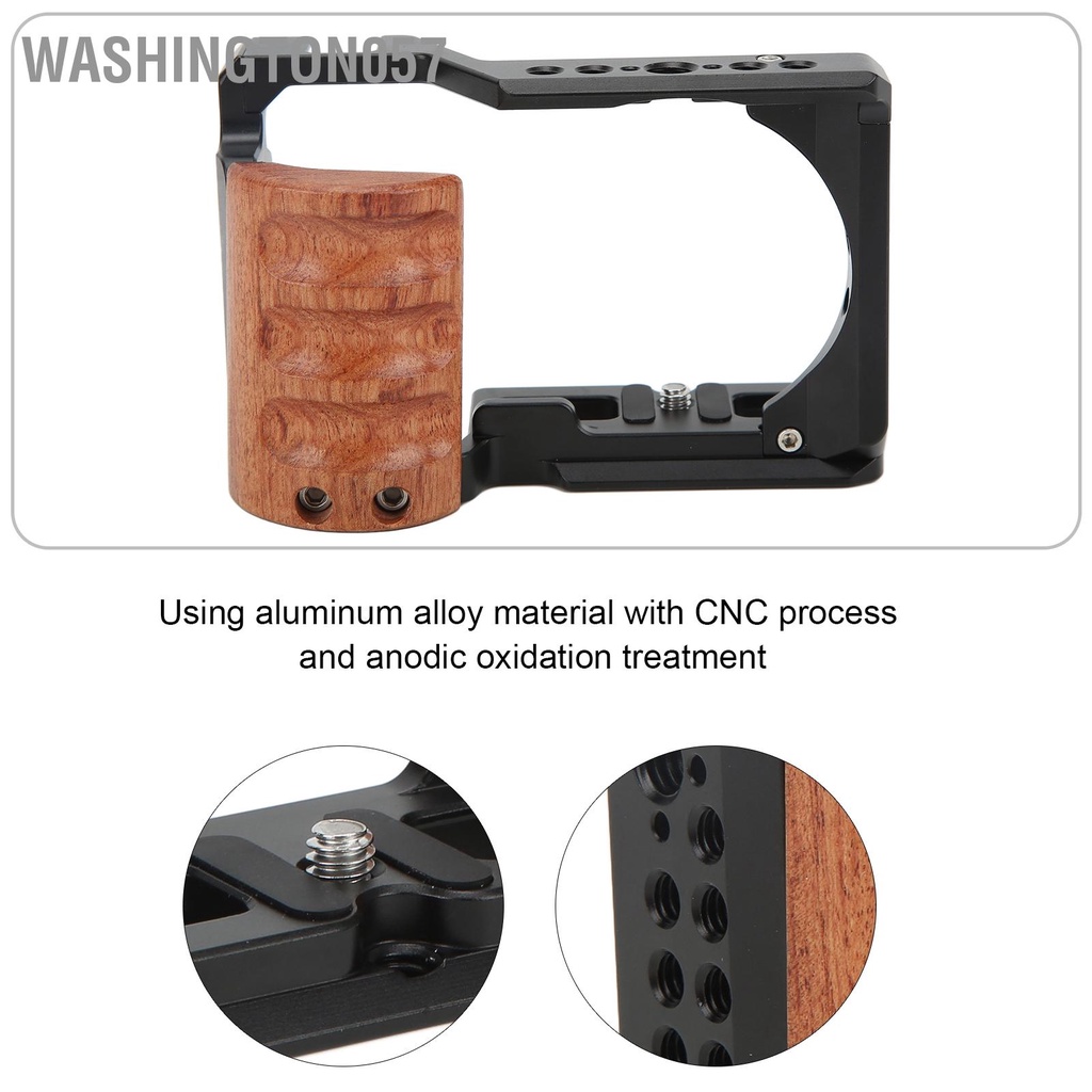 Có thể bán buôn Lồng máy ảnh Quay video Giá bảo vệ bằng hợp kim nhôm có tay cầm gỗ cho Sony ZV ‑ E10 Washington057 Hàng giao ngay