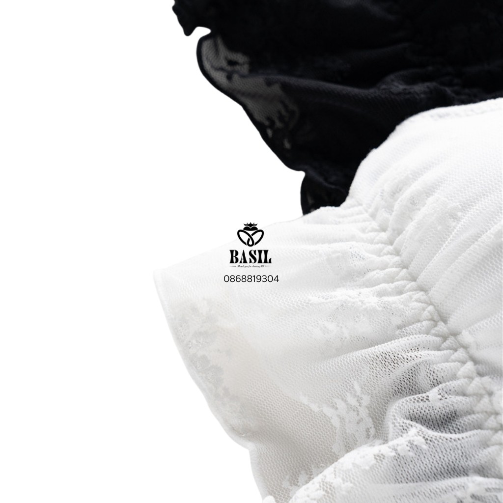 Áo lót ren Basil SS03 nữ cup tam giác dây chéo không gọng mút mỏng chất mềm