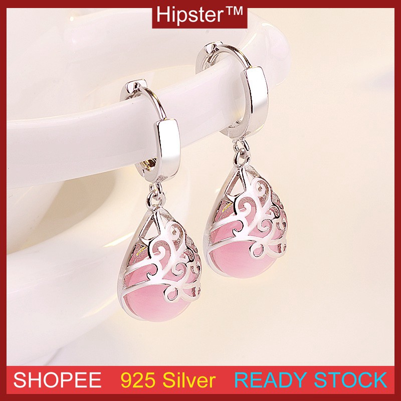 Đồng Hồ Ánh Trăng Opal Vật Tổ Bạc Tai Trang Sức Bông Tai Nữ Thời Trang Chúc Bể Bông Tai