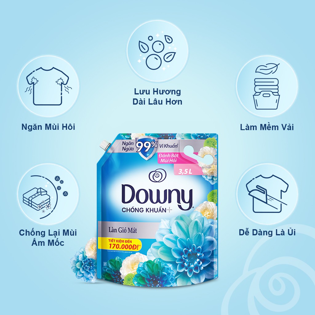 Nước Xả Vải Downy Nhiều Mùi Hương Túi 3L