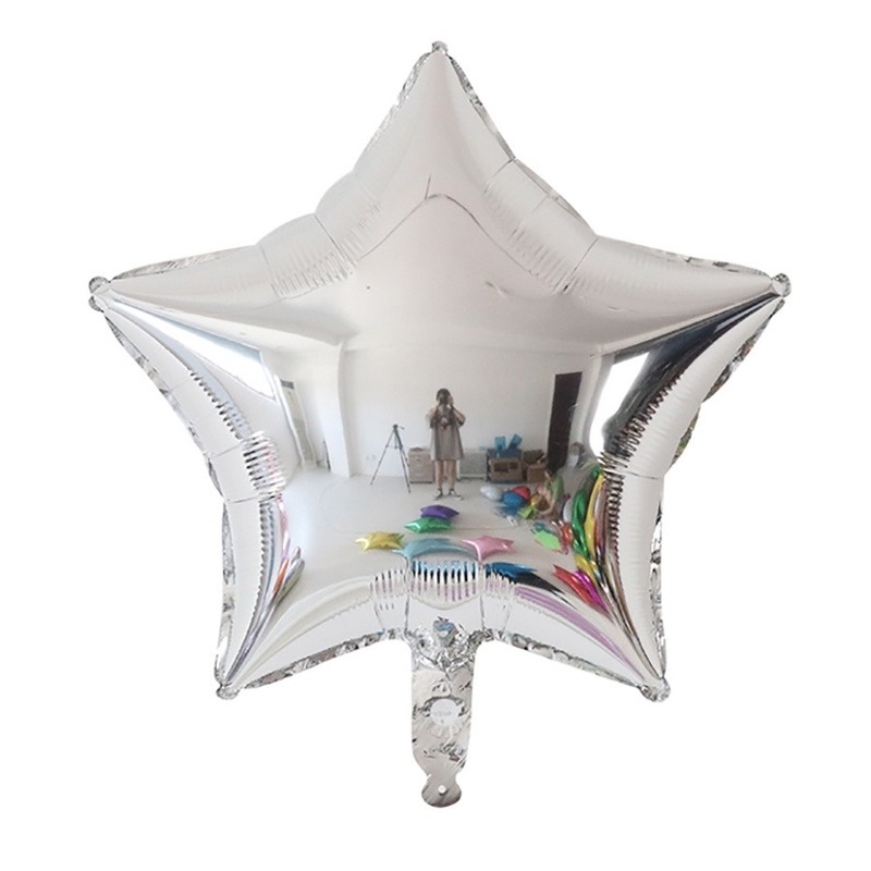 Set 5 Bong Bóng Lá Nhôm Hình Ngôi Sao Năm Cánh Màu Sắc Tinh Khiết Kích Thước 18 inch Trang Trí Tiệc Cưới/Sinh Nhật