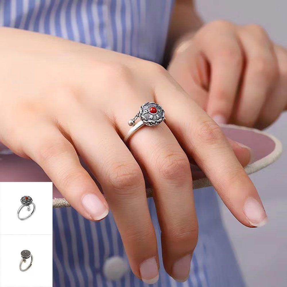 Nhẫn Hở Có Thể Điều Chỉnh Kích Cỡ Dành Cho Nữ|Hoa Sen Phong Cách Retro