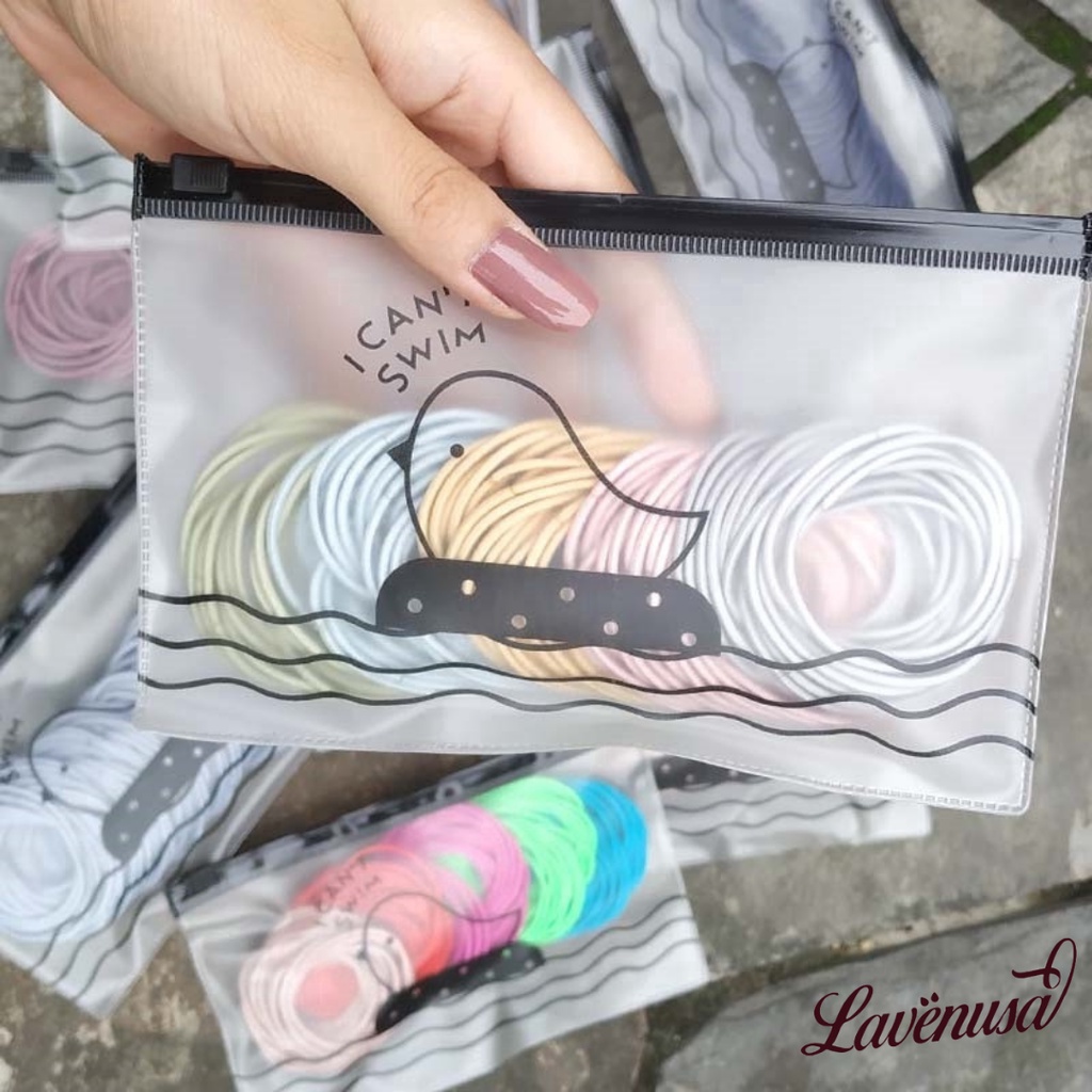 Dây buộc tóc chun cột tóc trơn nhiều màu túi zip 100 cái LAVENUSA CT07