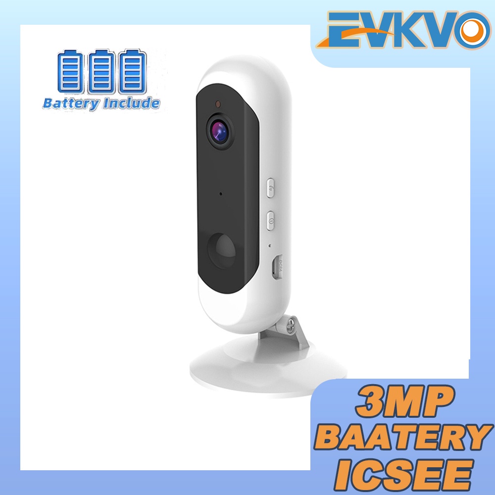 EVKVO - Battery IncIude - ICSEE APP 3MP Outdoor Wireless IP Camera CCTV WIFI Home Security Surveillance Camera