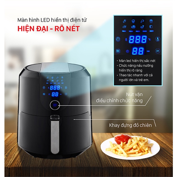 Nồi chiên không dầu điện tử cao cấp 5.5L COEX AFC -3127A