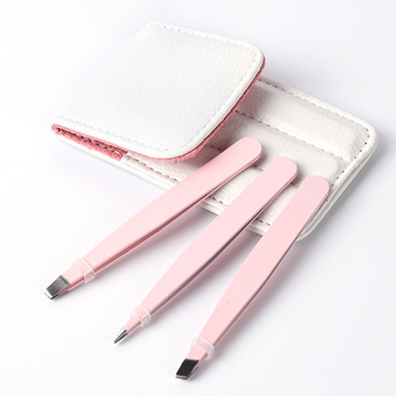 [Hàng mới về] Set 3 Nhíp Nhổ Lông Mày Bằng Thép Không Gỉ Nhỏ Gọn Tiện Dụng