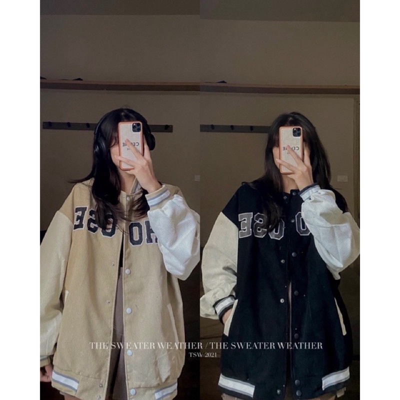Áo bomber cúc bấm thêu CHOOSE Phong cách thể thao
