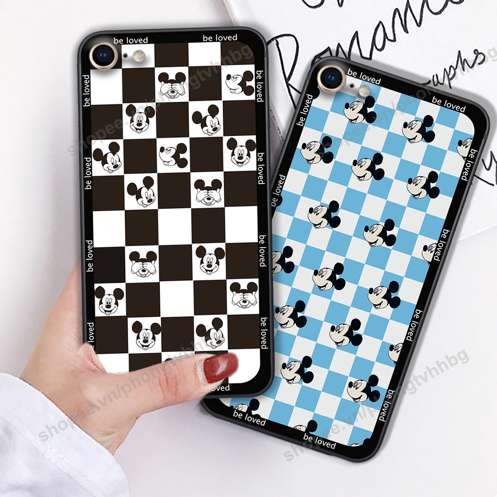 ỐP LƯNG IPHONE 5/5S/5SE- IPHONE 6/6S-IPHONE 6/6S PLUS-IPHONE 7/8-IPHONE SE 2020 in hình caro trái tim chuột MIKEY cute