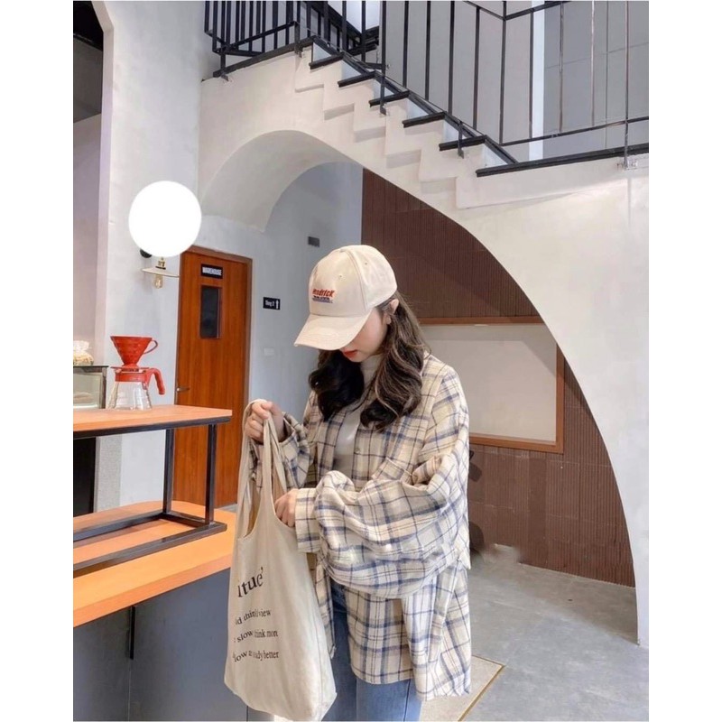 [SIÊU HÓT] Áo Sơ Mi Kẻ Ulzzang Tay Bồng Phông Cách Hàn Quốc ( Video cận chất)