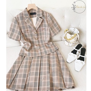 Luna Set kẻ nâu vintage