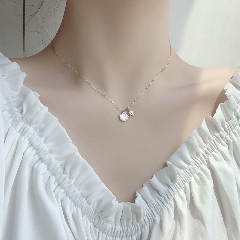 [student Shell Necklace] hd-2021 new Korean version student simple minority light luxury shell starfish ins does not fade collarbone chain necklace female