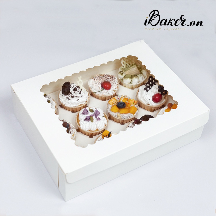 Hộp Cupcake 12 Bánh Mở Nắp 25x32,5x9cm