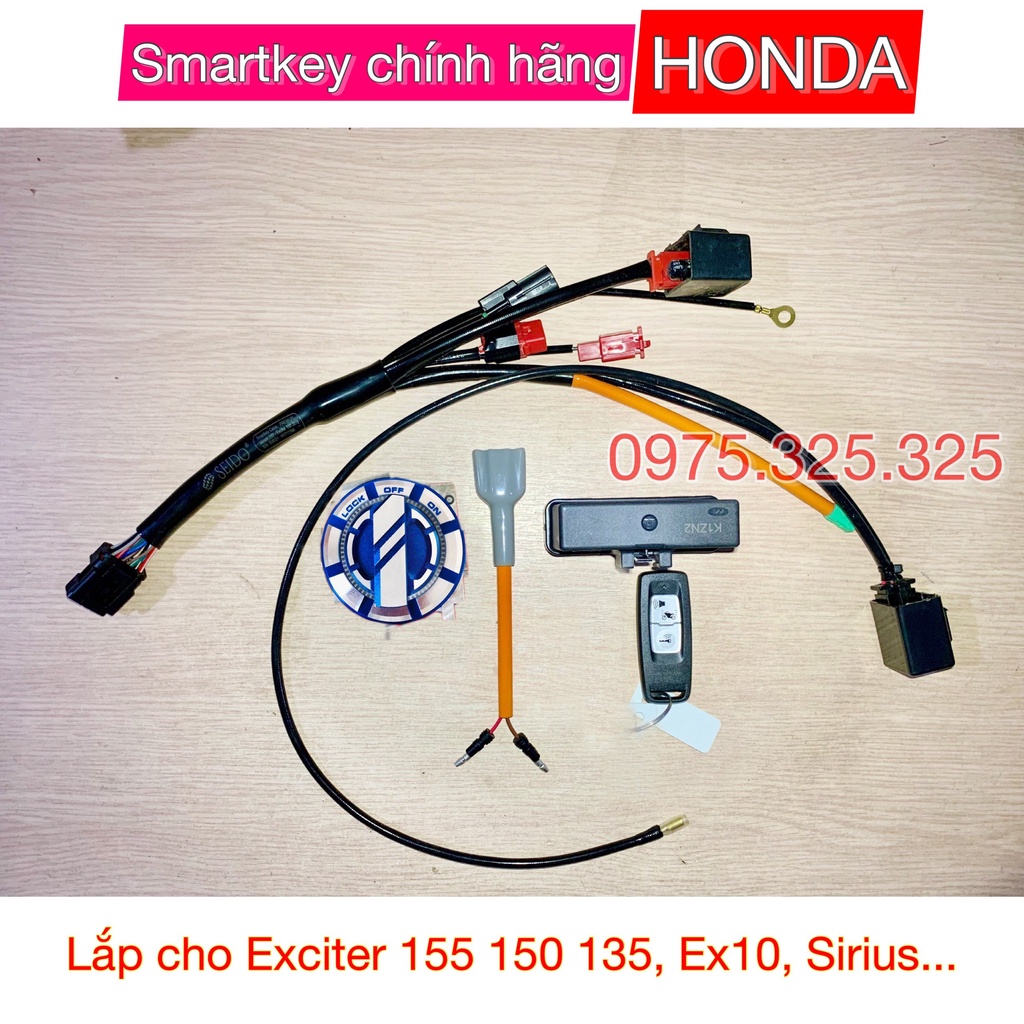 Smartkey Honda mẫu SH350i lắp cho Exciter 150 155 135 Ex10 Sirius- bộ khóa thông minh Ex135 ex150 ex155 Jupiter Fi Si Ju