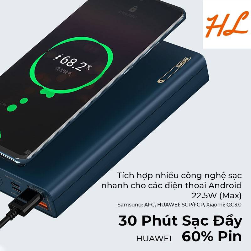 Pin Sạc Dự Phòng Remax RPP-108 20000mAh Lõi Li-Polymer, (Cổng Sạc Nhanh QC3.0 và PD 18W Type-C) - Hưng Long PC