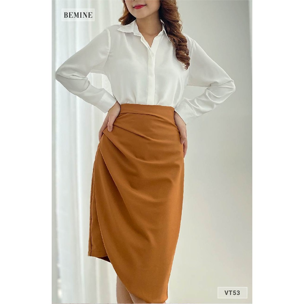 Chân váy xếp ly đắp tà BEMINE VT53NAU | BigBuy360 - bigbuy360.vn