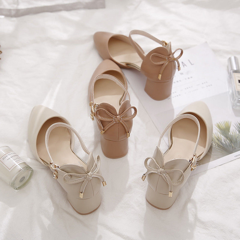 Giày cao gót đế thô phong cách thời trang xinh xắn cho bạn nữ