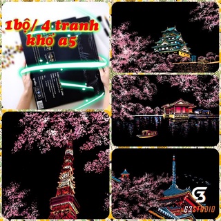 Tranh cạo phong cảnh Khổ A5