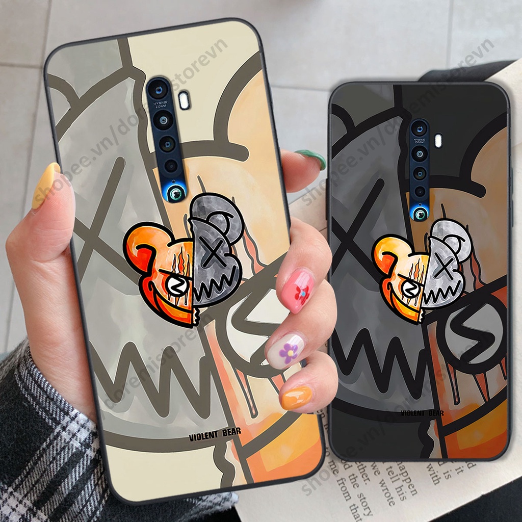 Ốp lưng Oppo Reno 2f / Reno2 F hình kaws, kith, bear brick nổi 3D phong cách độc đáo