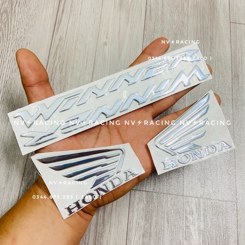 Tem dán chữ nổi Winner, logo cánh chim hàng 1:1 dán như zin chống thấm nước và bay màu