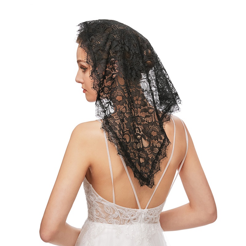 Mạng Che Mặt Nhà Thờ Vải Ren Hoa Thiết Kế La Tinh Mantilla Ngắn Sca