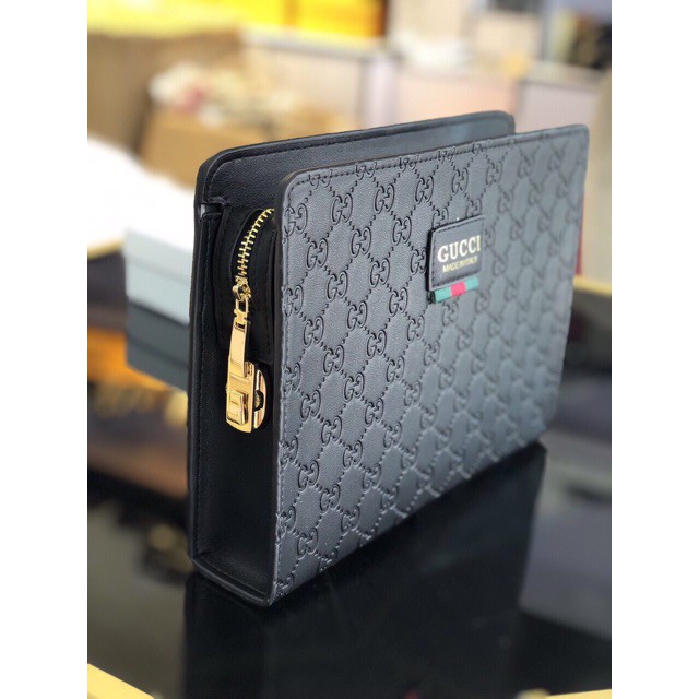 VÍ CLUTCH CẦM TAY GUCCI SUPER VIP‼️ fullbox , túi vải , card DA DẬP GG VÂN NỔI khoá mã số