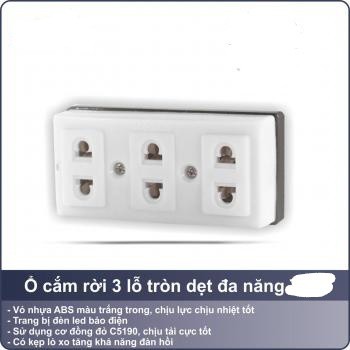 Ổ cắm điện 3 lỗ và 2 lỗ 2 chấu 10A chống cháy chịu tải 6000w