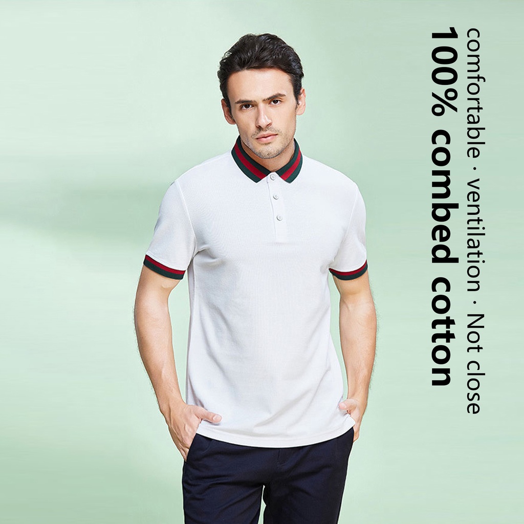 Áo polo tay ngắn cổ bẻ chất liệu 95% cotton màu sắc đơn giản thời trang cho nam | BigBuy360 - bigbuy360.vn