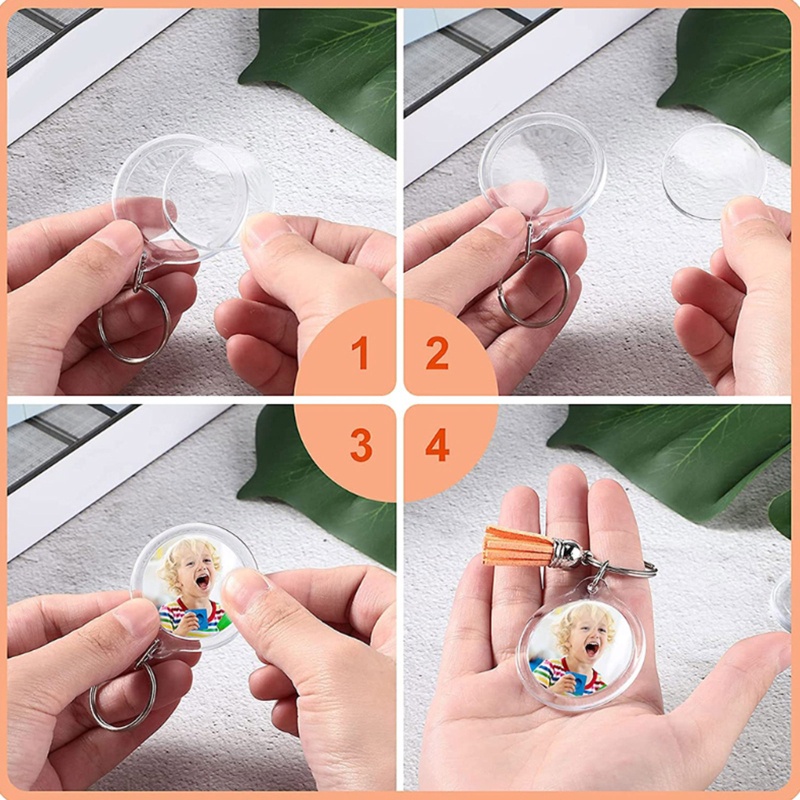 Set Móc Khóa Acrylic Trong Suốt Phối Lông Xù DIY