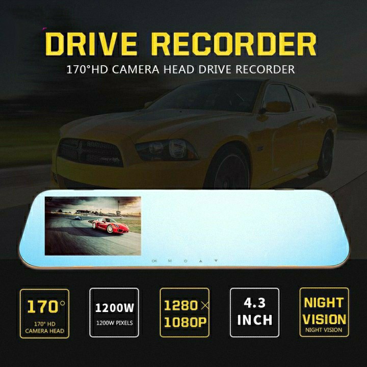 Gương chiếu hậu tích hợp camera hành trình 4,3 inch siêu nét + Tặng kèm thẻ nhớ 16GB