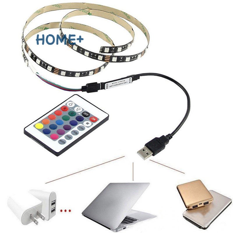 5050 USB Mood Light RGB Multi Color LED Strip Light TV Backlight 24 Keys Remote Control @vn